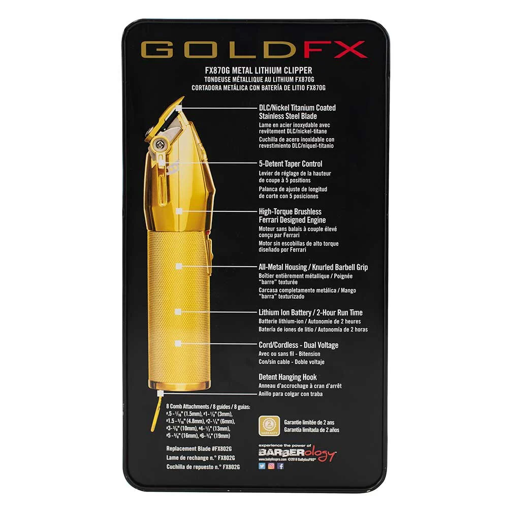 BaBylissPRO GoldFX Lithium Clipper Gold - Image 3